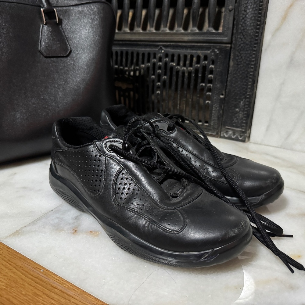 Prada black leather America's Cup Sneakers size 8.5 / US 9.5